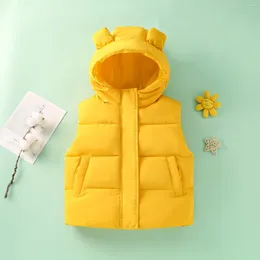 Jackets Toddler Boys Girls Sleeveless Winter Warm Outwear Vest Jacket Coat Bear Ears Solid Colour Yellow
