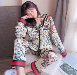 Women's Long Sleeves Pijamas Set Summer Spring Print Pyjamas for Women Silk Satin Sleepwear Two Pieces Lounge Wear Pjs Home Clothes 2012172839464 213x