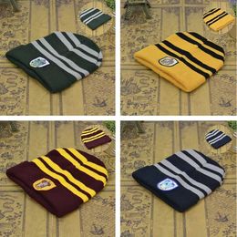 Beanie/Skull Caps Striped Badge Fashion Knitted Plush Hat Harris Hats Anime Warm Cap Cosplay Unisex Costume Prop Party Accessories J231223