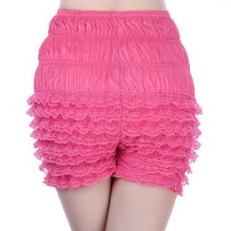 Women's Shorts Women Lolita Leggings Multi Layered Lace Splice Lantern Solid Mujer High Waisted Baggy Mini Short Pants Cortos