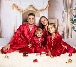 Christmas Pajamas Family Matching Clothes Boys Girls Silk Satin Pajamas Set Dady mommy and me Pajamas Suit Plus Size 2203109115606