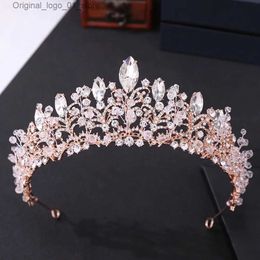 Wedding Hair Jewellery KMVEXO Handmade Crystal Bead Bridal Tiara Crown Rhinestone Pageant Prom Diadem Bride Headband Wedding Hair Accessories Q231223