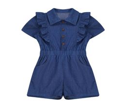 Jumpsuits Summer Teen Kids Girls Denim Romper Short Jumpsuit Solid Colour Casual Children Clothes Overalls 614 Years3435781