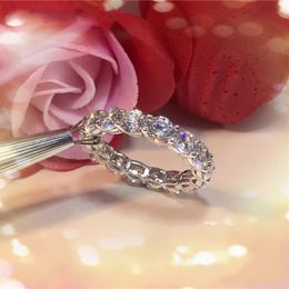 Victoria Wieck Drop Stunning Luxury Jewellery 925 Sterling Silver Full Round Cut White Topaz CZ Diamond Women Wedding Band 281e