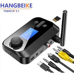 Connectors New 6 in 1 Long Range Bluetooth 5.1 Audio Transmitter Receiver Rca 3.5mm Aux Stereo Wireless Adapter for Pc Tv Headphones