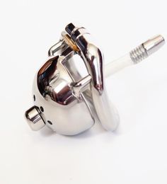 Male Small Chastity Cage Soft Drain Tube Men039s Stainless Steel Locking Belt Device 4 Optional Ergonomic Rings Sexy Toy Doctor5493288