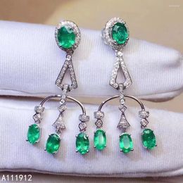 Dangle Earrings KJJEAXCMY Fine Jewelry Natural Emerald 925 Sterling Silver Women Gemstone Support Test Noble