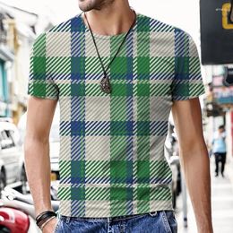 Men's T Shirts T-shirts Loose Plaid Stripe Pattern Clothes Male Funny Breathable Short Sleeve O-Neck Casual Fashion Oversized Tees Tops