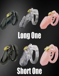 ShortLong Male Plastic cockrings Cage padlock Lock With 5 Penis Ring Cock Cages Chastity Belt Sex Toy for Men Penis Sleeve3898208