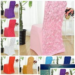 Chair Covers 13 Colours Wedding Er Spandex Rose Embroider El Banquet Party Decoration Drop Delivery Home Garden Textiles Ers Sashes Dhxw3