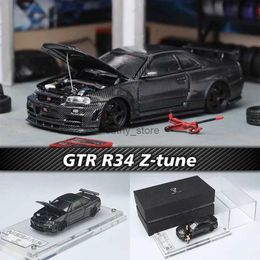 Electric/RC Car **Pre Sale** Time Micro 1 64 GTR R34 Z TUNE Carbon Fibre Openable Hood Diecast Diorama Car Model Collection Miniature ToysL231223