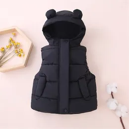 Jackets Toddler Kids Baby Boys Girls Winter Warm Lightweight Bear Ears Hooded Sleeveless Padded Vest Jacket Waist Coat