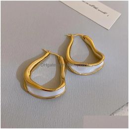 Hoop Huggie Hie Hangzhi 2022 French Vintage Geometric Irregar Drip Oil Twist Metal Earrings Fashion Party Jewellery Gift For Women L Dhrxz