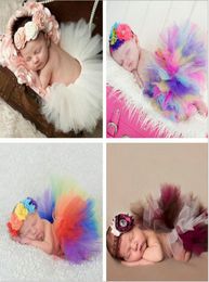 Newborn Clothing Sets Tutu Skirt With Matching Flower Headband Stunning Baby Po Prop Girl Clothes set4639194