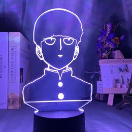 Night Lights 3D Lamp Anime Mob Psycho 100 Shigeo Figure Nightlight For Kids Child Bedroom Decorative Atmosphere Colorful Table Usb3045