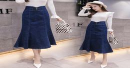 Jeans Skirt Long Denim Women 2019 High Waist Slim Sexy Maxi Mermaid Skirts For Women Laceup Plus Size Long Denim Skirt Women3957501