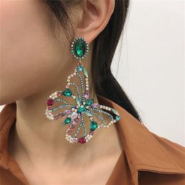 Big Statement Butterfly Studs Earring Baroque Women Colorful Rhinestone Diamond Drop Earrings Gifts Fashion Animal Design Street P318k