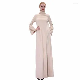 Ethnic Clothing Suede Muslim Abaya Long Dress Warm Winter Flare Sleeve Elegant Arab Robe Dubai Casual Islamic Middle East