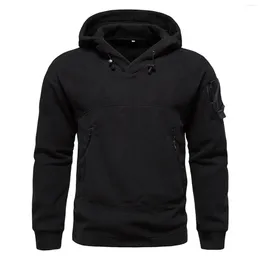 Men's Hoodies Casual Fashion Monochrome Pullover Hoodie Plus Velvet Thickened Long-Sleeved Sweatshirt Autumn Winter Street Wear