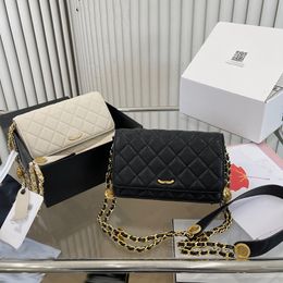 Woc Designer Women Shoulder Bag 19cm Caviar Bag Leather Rhombock Gold Hardware Metal Clasp Luxury Handbag Adjustable Coin Chain Crossbody Bag Underarm Bags Sacoche