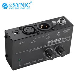 Mixer eSYNiC MA400 Headphone Amplifier 6.35mm 3.5mm Headphone Output With Power Adapter For XLR Microphone Audio Signal For Stage