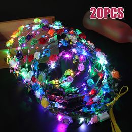 Headwear Hair Accessories 20pcs LED Crown Glowing Luminous Garland Wedding Party Garlands Festival Flower Wreath Christmas Decor