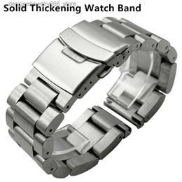 Watch Bands Solid Thickening 5.5mm 316L Stainless Steel bands Silver 22mm 24mm 26mm Metal Band Strap Wrist es Bracelet Q231223
