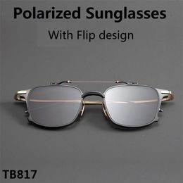 Sunglasses Thom Brand Women Square Frame Flip Clip Myopia Polarized Sun Glasses Men Prescription Eyeglasses Original ClamshellSung330P