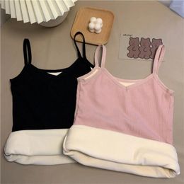Camisoles & Tanks Style Suspender Thickened Plush Vest With Sleeveless Tight Fitting Inner Lining For Women To Keep Warm And Ladies Tops