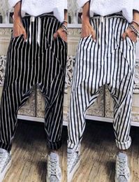 Puimentiua Stylish 3XL Men Harem Pants Irregular Striped Patchwork Mens Trousers Big Drop Crotch Dance Hiphop Male Trousers8057934