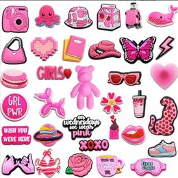 Cartoon Accessories 23 New Pink Series Hole Shoes Flower Detachable Clog Buckle Kids Girls Diy Garden Drop Delivery Oto8Y