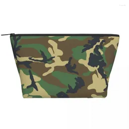 Cosmetic Bags Camouflage Green Trapezoidal Portable Makeup Daily Storage Bag Case For Travel Toiletry Jewelry