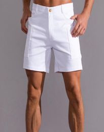 Men039s Shorts White Men Bermuda Streetwear Pure Cotton Knee Length Casual Short Pants Work Trousers Summer Fashion Bottoms 2027513518