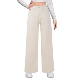 Women's Jeans Casual Denim Trouser Korean Fashion Y2K All Match Chic 2024 Office Wear High Waist Straight Tube Pants