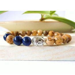 SN0265 Whole Silver Buddha bracelet Picture stone bracelet New design man's bracelet 304l