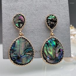 Dangle Earrings Trendy Ocean Abalone Shell Water Drop Women Jewelry Gold Color Sea Green Blue Piercing Bohemian