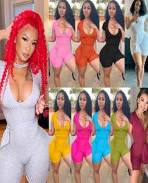 Sexy Women Jumpsuits Deingner Fashion Deep V Elastic knitted Waistband Rompers Skinny Onesies Bodysuits Streetwear Plus Size 8594768453