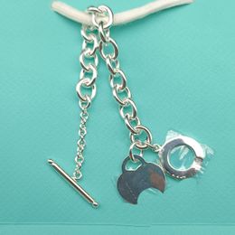 medium heart bracelet designer OT shape for women fashion jewelry chains bracelet silver 16/17/18/19/21cm S925 not fade jewellery no box