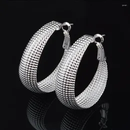 Hoop Earrings Fashion 925 Sterling Silver For Women Pretty Classic Retro Ethnic Style Holiday Gifts Party Wedding Jewellery