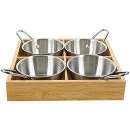 Dinnerware Sets Serving Tray Dish Grid Container Plate Stainless Steel Pot Compartment Beef Vegetable