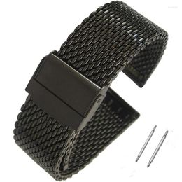 Watch Bands 18mm 20mm 22mm Stainless Steel Band Double Security Buckle Mesh Strap Replacement Milanese Loop Bracelet