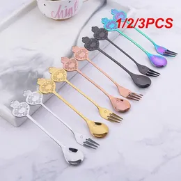 Dinnerware Sets 1/2/3PCS Coffee Stir Spoon Creative Crown Stainless Steel Fruit Fork Tableware Heart-shaped Vintage