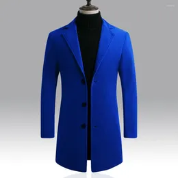 Men's Trench Coats Men Fall Winter Jacket Mid-length Coat Stylish Slim Fit With Turn-down Collar For Formal
