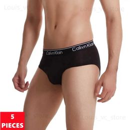 Underpants 5Pcs Letters Print Belt Men's Panties Breathable Ice Silk Underwear Fashion Male Underpants 3D-Pouch Man Briefs Lingerie Tanga T231223