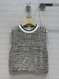 Women's Vests Sequin Knitted Waistcoat Vest Back Zip Design Casual Fashion 2023 Summer 0521