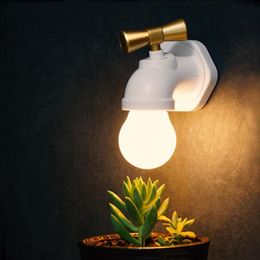 Creative Faucet Night Lights USB Charging Voice Control Induction Bedroom Bedside Lamp Corridor Porch Staircase LED Wall Lamp295J