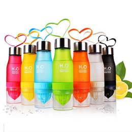 650ml Sport Water Bottle Lemon Juice Infuser Cup flip lid juice maker 7 colors 183u