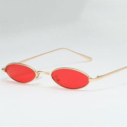 2020 Fashion Small oval Metal sunglasses Women men retro Gold frame Red vintage Good Quality small round sun glasses for women UV4305W