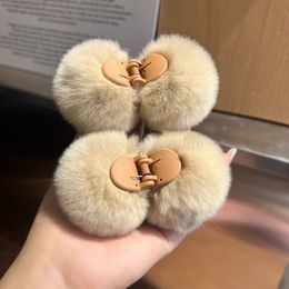 Cute Sweet Double Sided Fur Ball Hair Clip Fluffy Faux Fur Small Hair Claw Hairpin Soft Plush Barrettes Women Hair Accessories