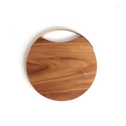 Dishes Plates Creative Cutting Board Solid Wood Unpainted Fruit Wooden Kitchen Household Round Drop Delivery Home Garden Dining Bar Di Dhfop